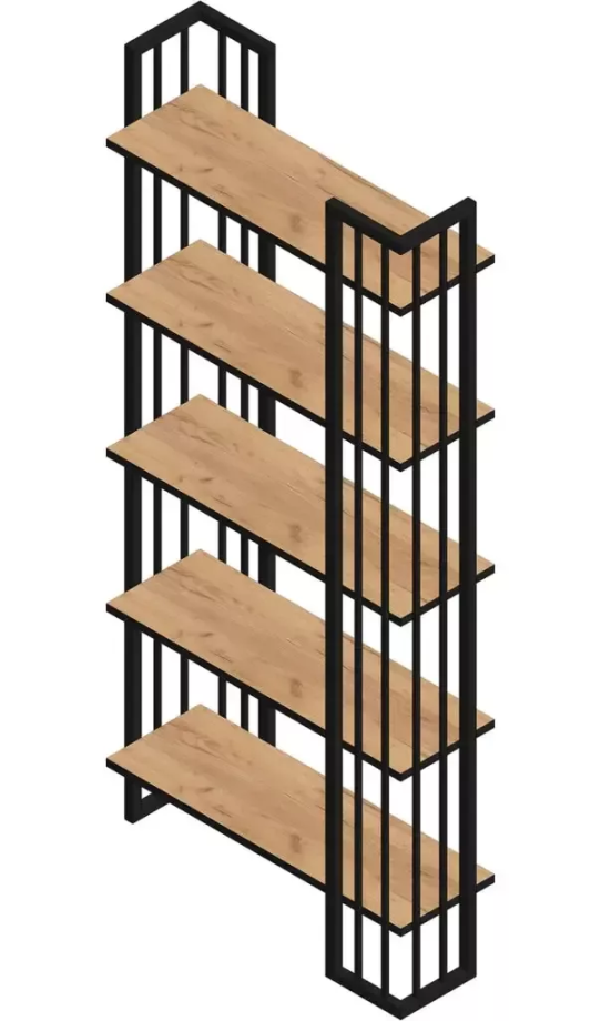 Стеллаж Sanflor Тетрис 1500, 69х21х150 см дуб крафт золотой/черный