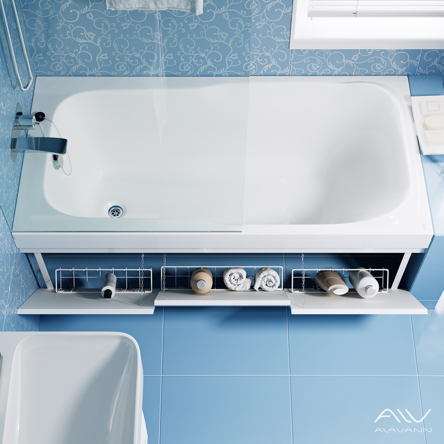 Экран под ванну Alavann Soft 160 откидной белый