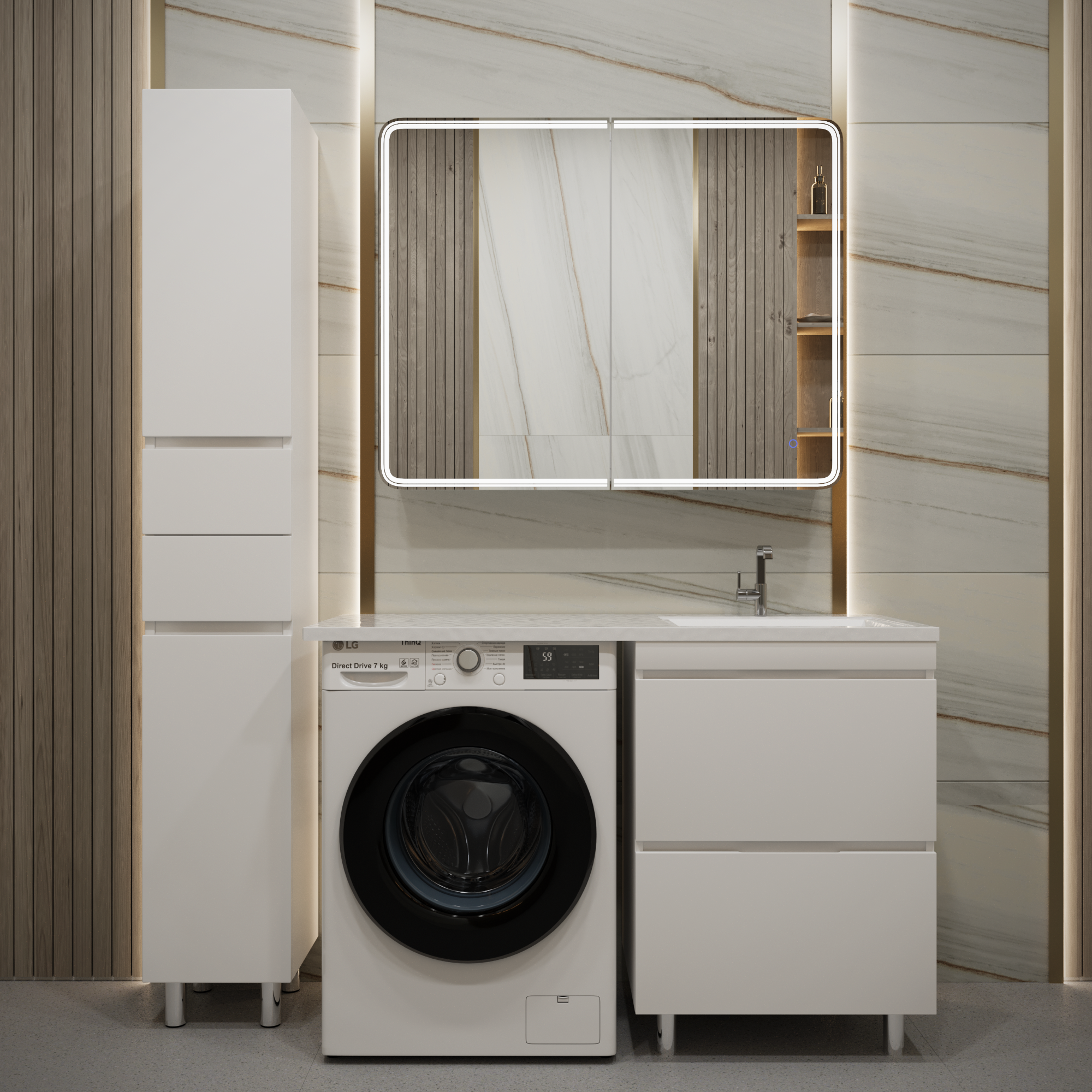 Зеркало-шкаф LED Stella Polar Анда 1000х800 /С правое, сенсор