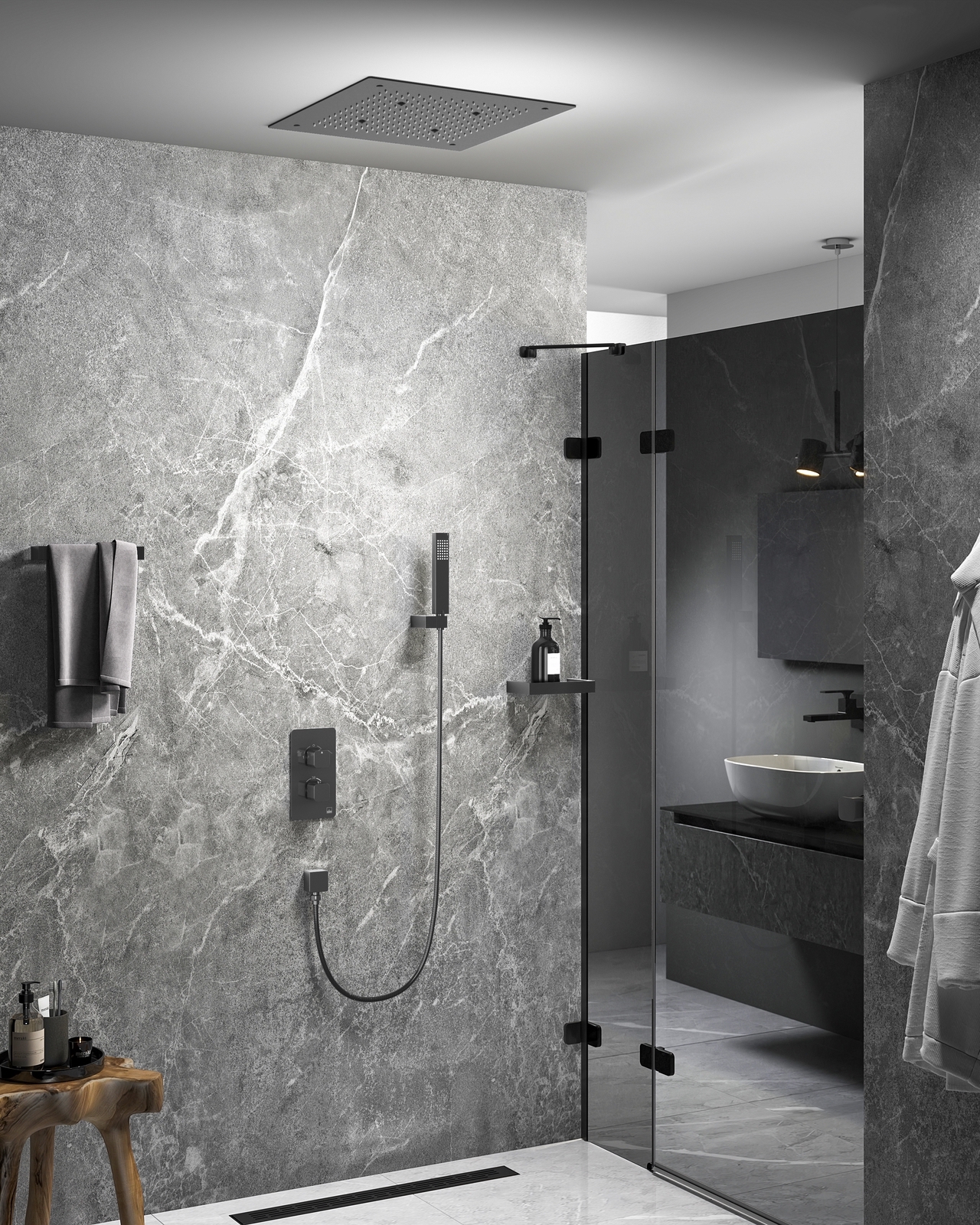 Душевая система встроенная с термостатом Timo Petruma SX-5029/18SM черное золото