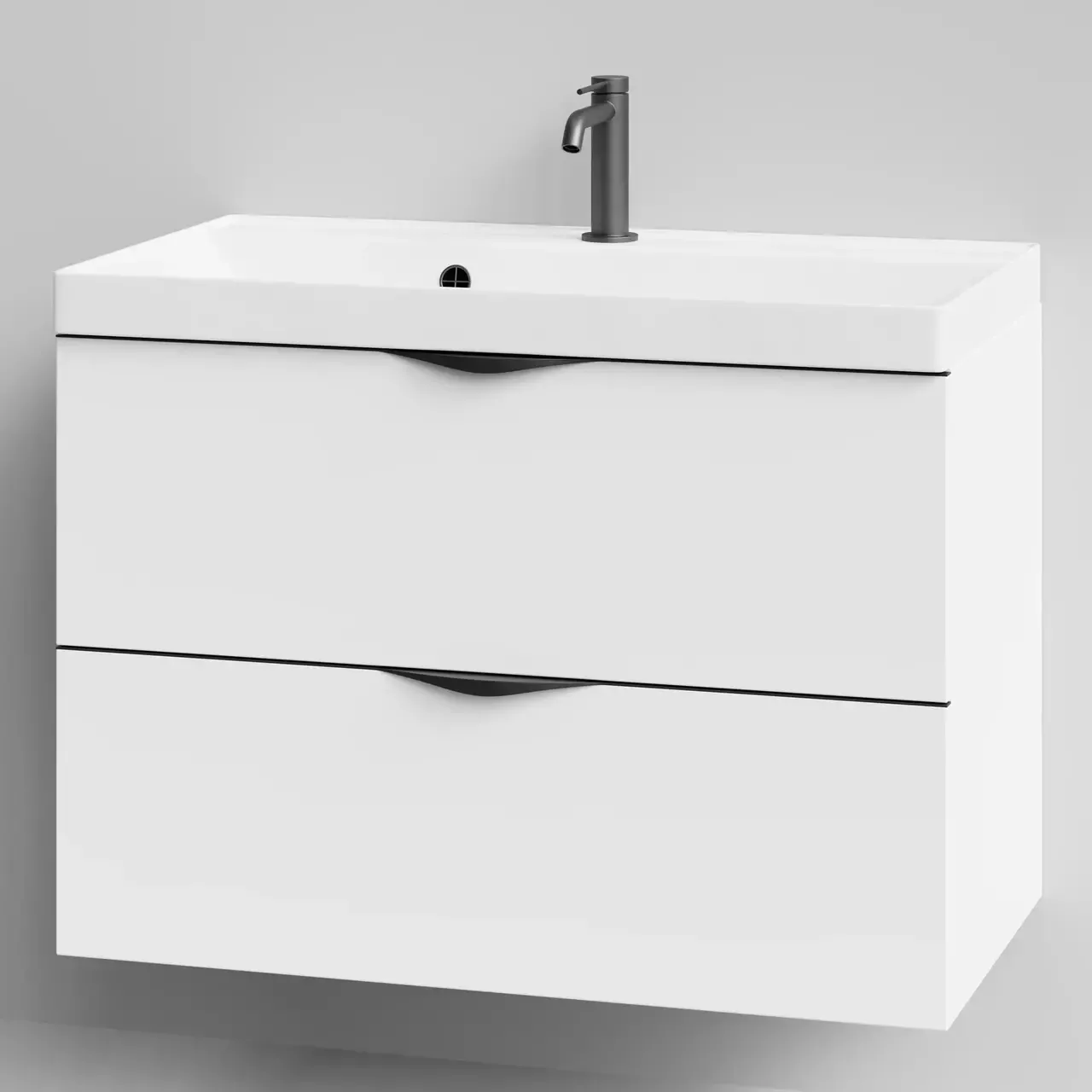 Тумба подвесная Vod-ok Марко 80 с раковиной Classic 80, белая + 13 цветов, ручка хром или черный