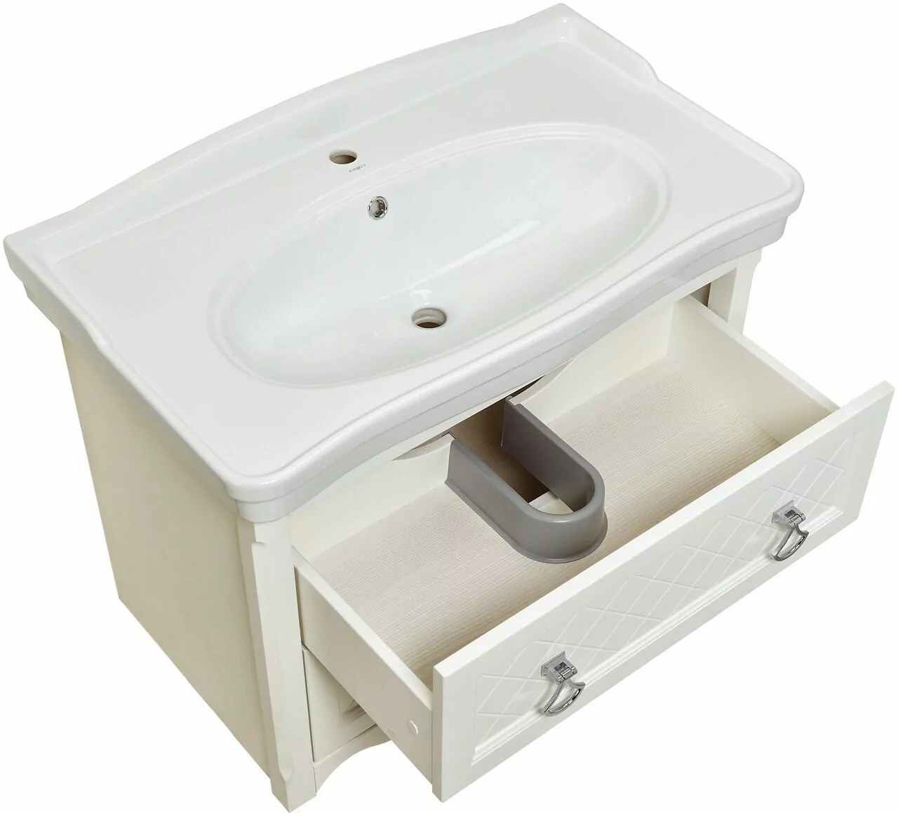 Тумба подвесная ASB Woodline Верона 85 с раковиной Модерн 85, бежевый