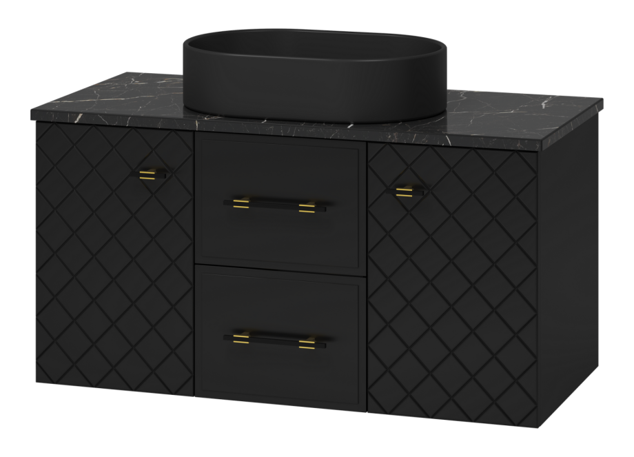 Тумба с раковиной Brevita Shanel 100 подвесная, черный