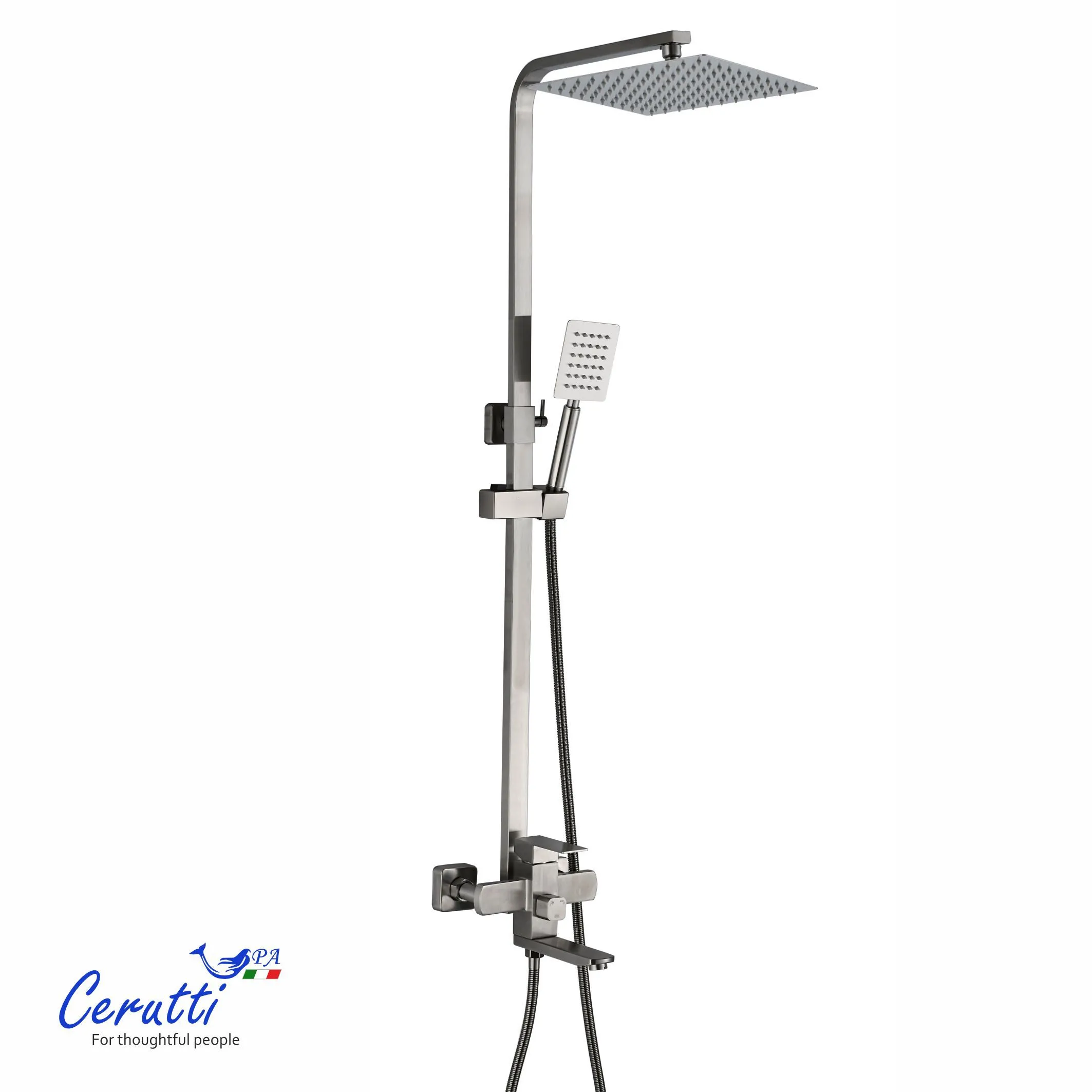 Сиситема душевая Ceruttispa RUFINO BN из нержавеющей стали, цвет матовый никель