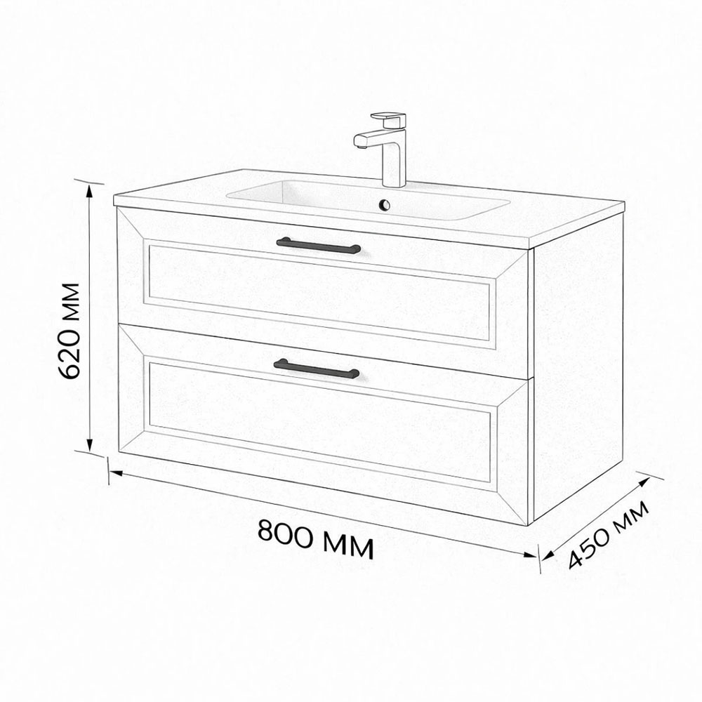 Тумба с раковиной подвесная (80 см) Terminus Victoria VIC10802703101O, серый шёлк