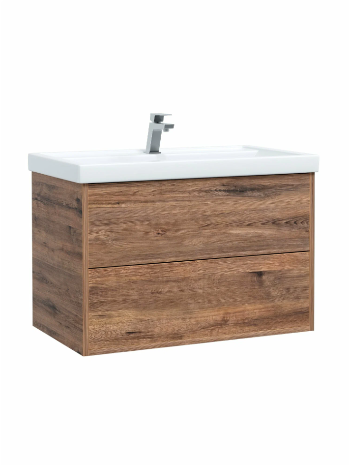 Тумба подвесная SanStar Siva 70 с раковиной Como 70 Дуб веллингтон табак