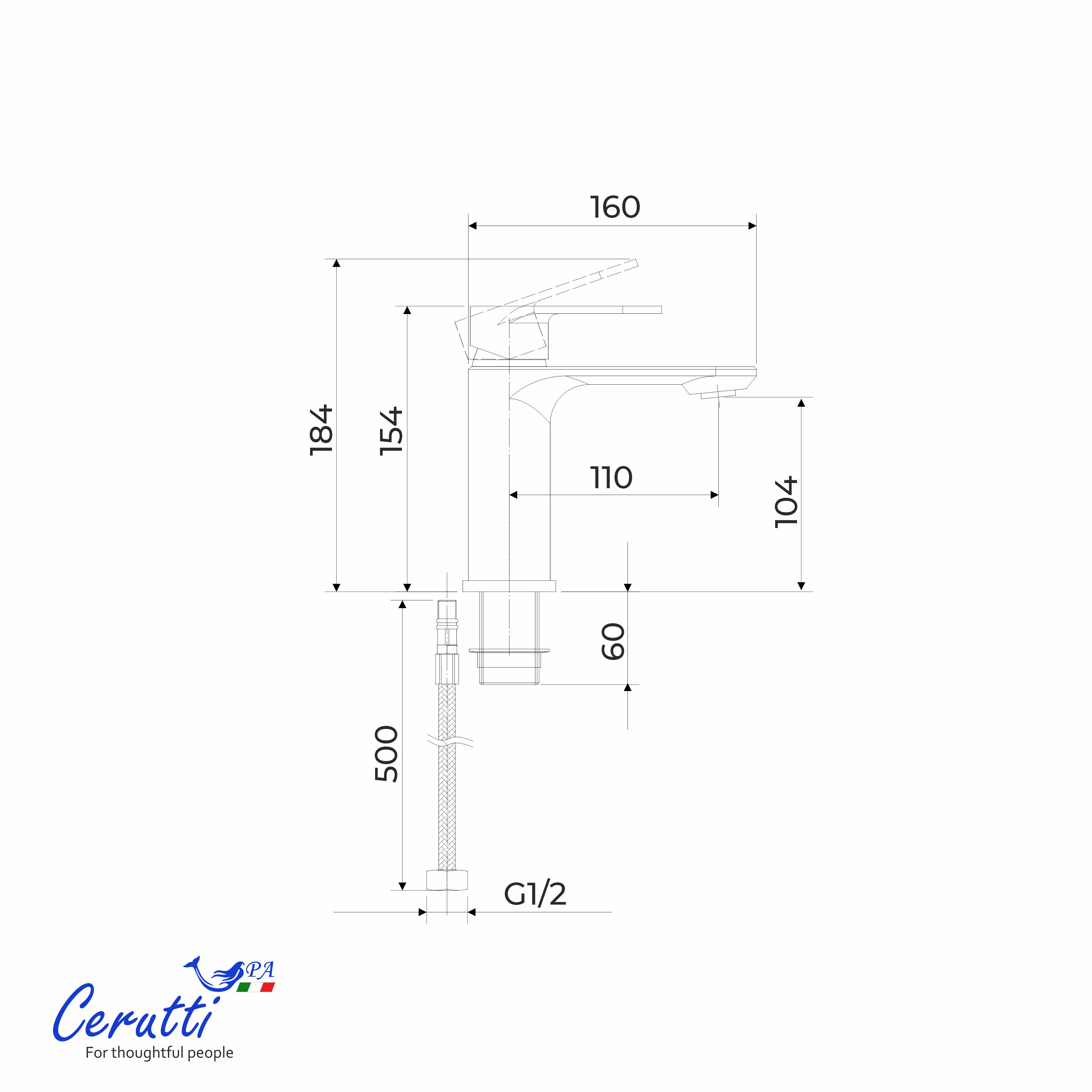 Смеситель для раковины Ceruttispa Орацио MB (ORAZIO MB) из латуни, цвет черный матовый