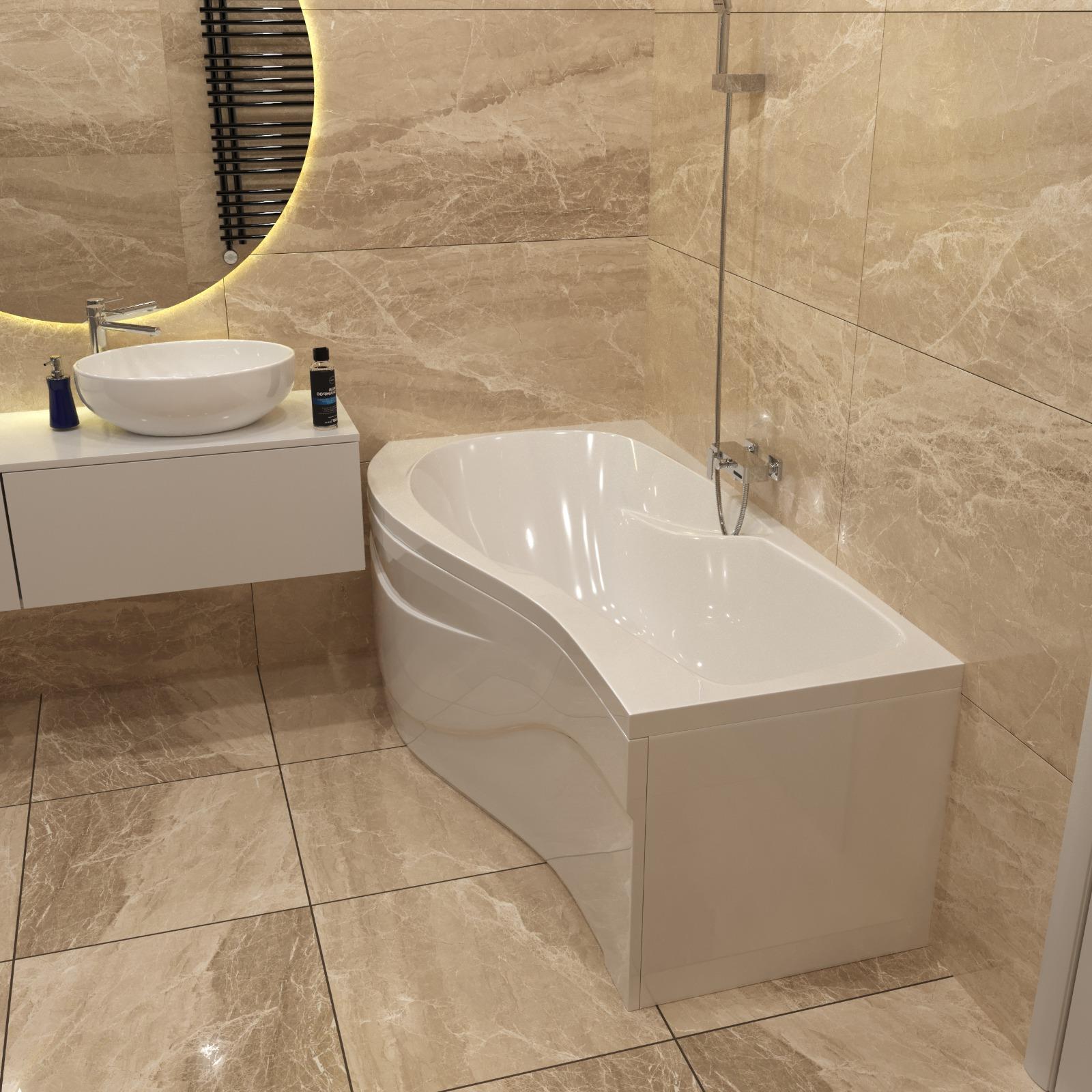 Комплект (5в1) Акриловая ванна TIMO VINO1590L 150*90*66+Каркас + Слив-перелив+Фронтальная панель+Торцевая панель