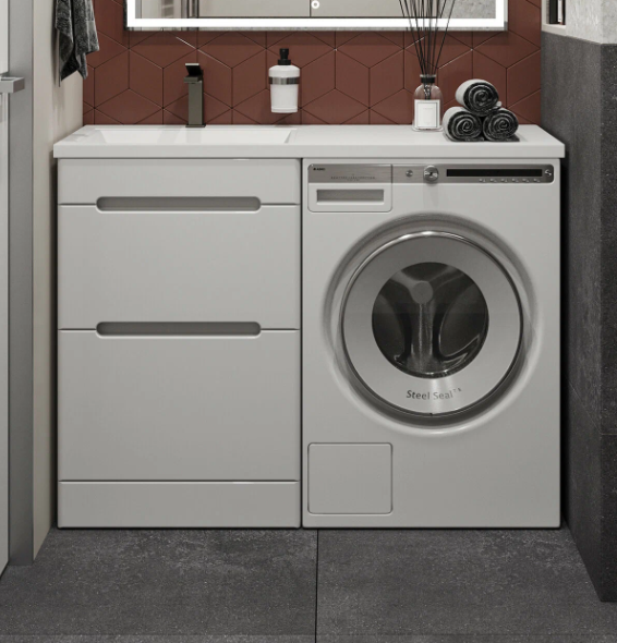 Тумба напольная SanStar Толедо 50 с раковиной Даллас 110 левый белая