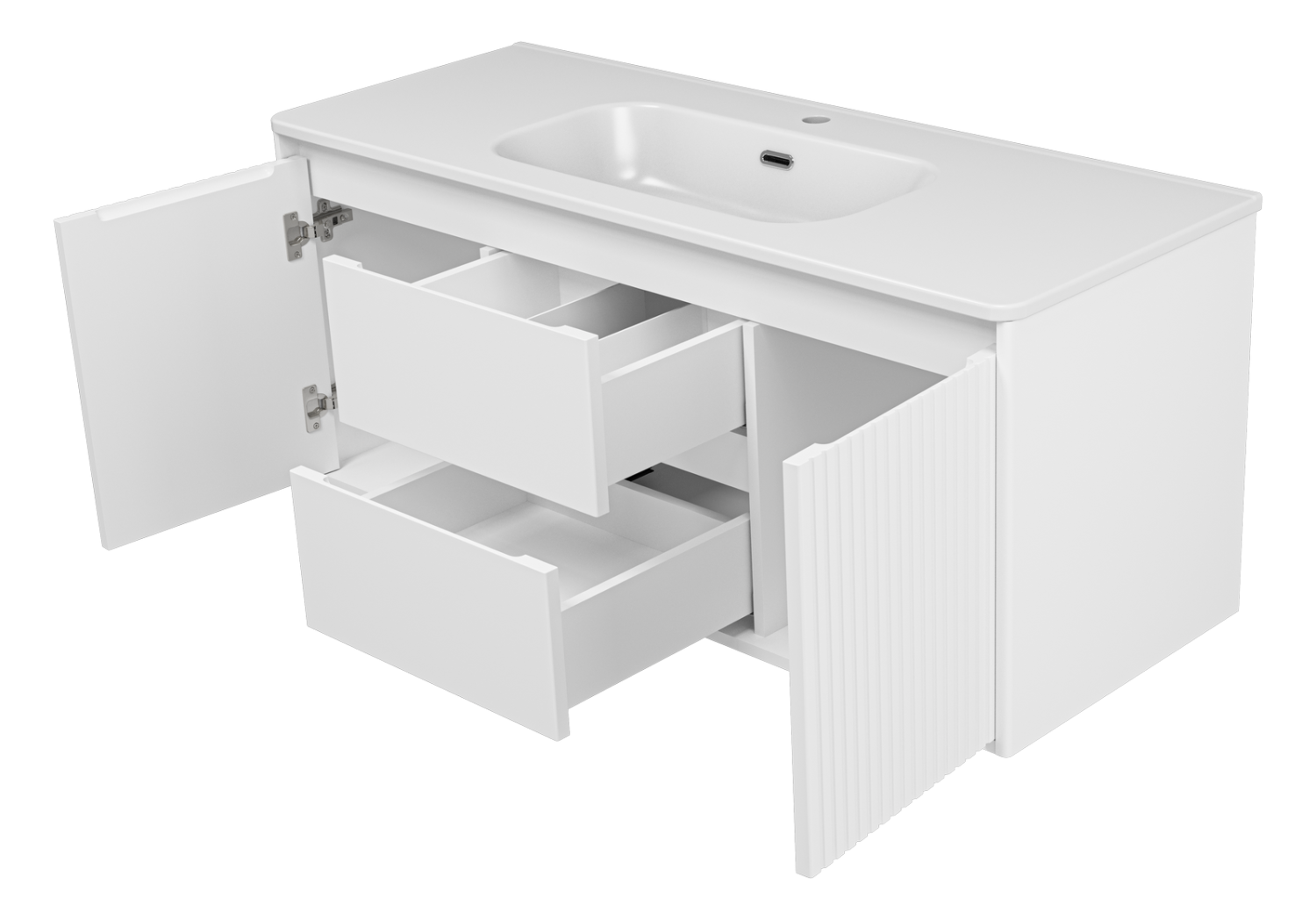 Тумба с раковиной Brevita Wine 120 подвесная (белая) с раковиной Brevita Onda 120