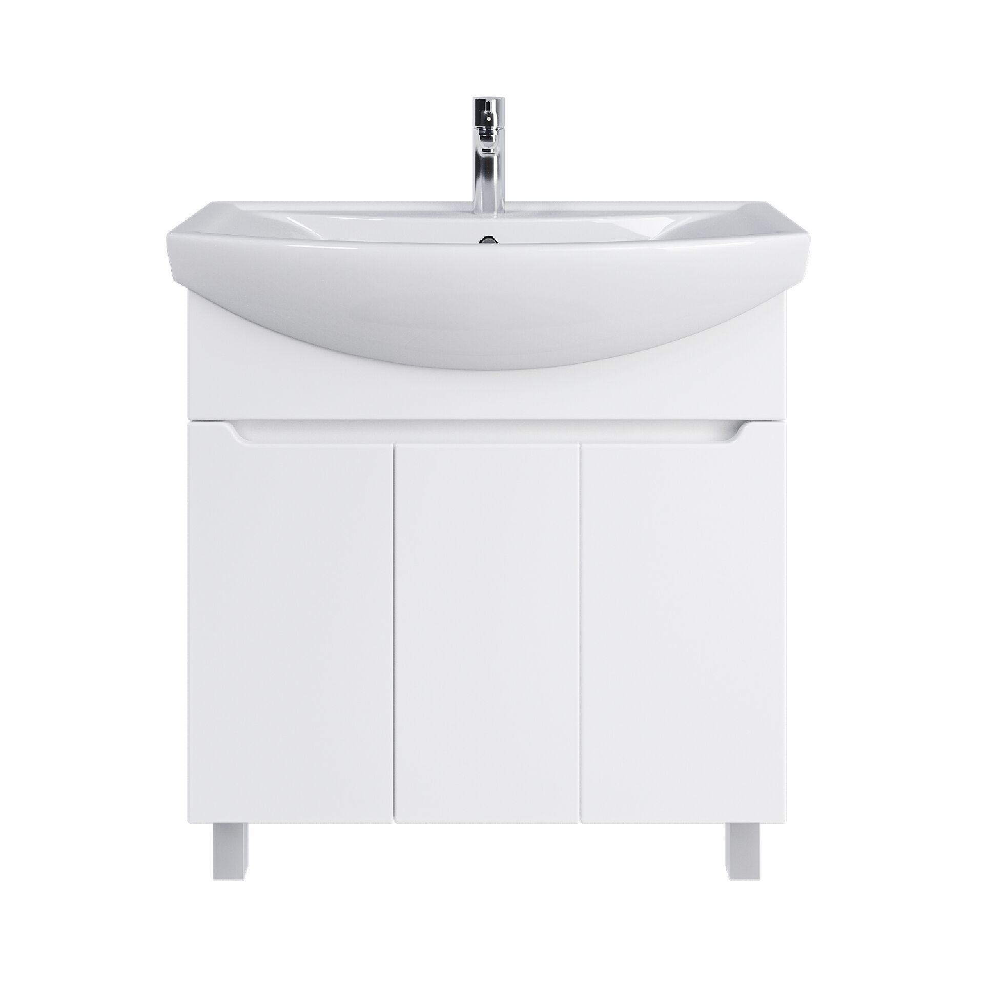 Тумба напольная SanStar Лайн 80 с раковиной Балтика 80 (комплект), белая