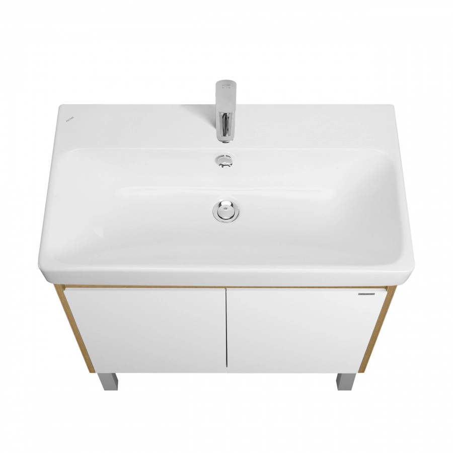 Тумба Aquaton Сканди Doors 80 с раковиной Адриана 80, 2 ящика, напольная, дуб рустикальный