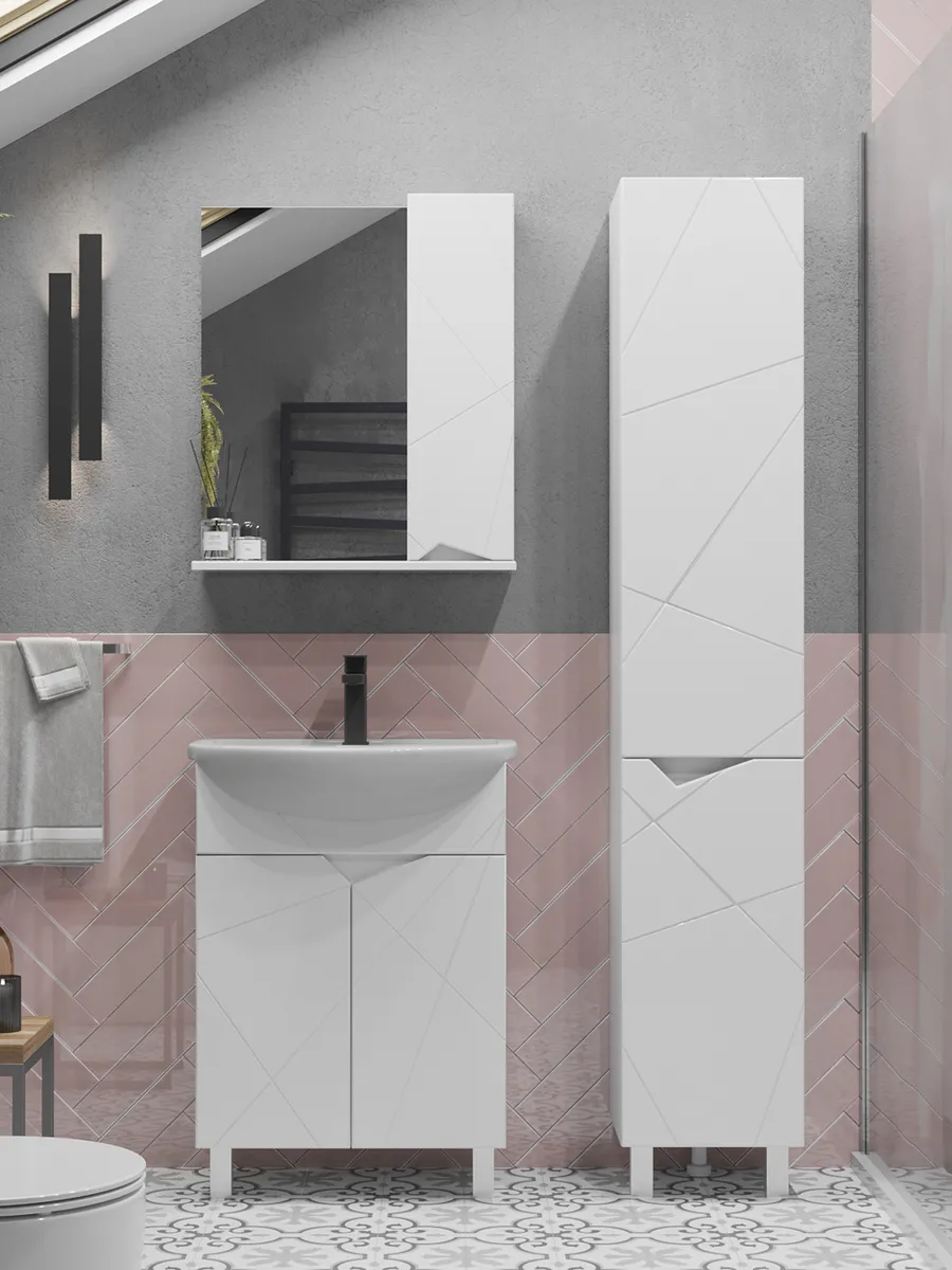 Тумба напольная SanStar Каскад 60 с раковиной Уют 60, белая