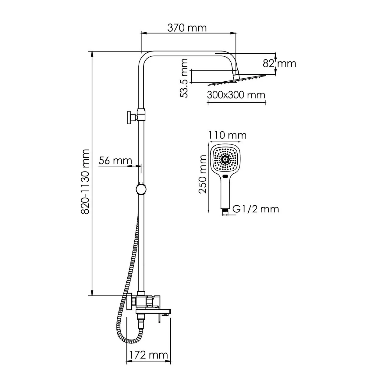 Душевая стойка WasserKraft A177.118.065.010.CH хром