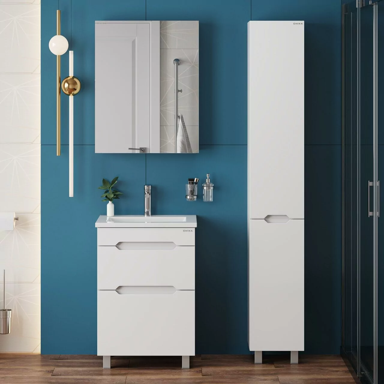 Пенал Onika Айленд 30 R напольный, белый