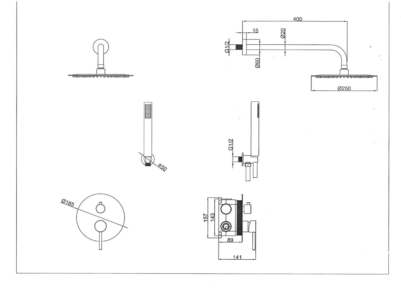 Душевой комплект SantiLine SL-9017 хром