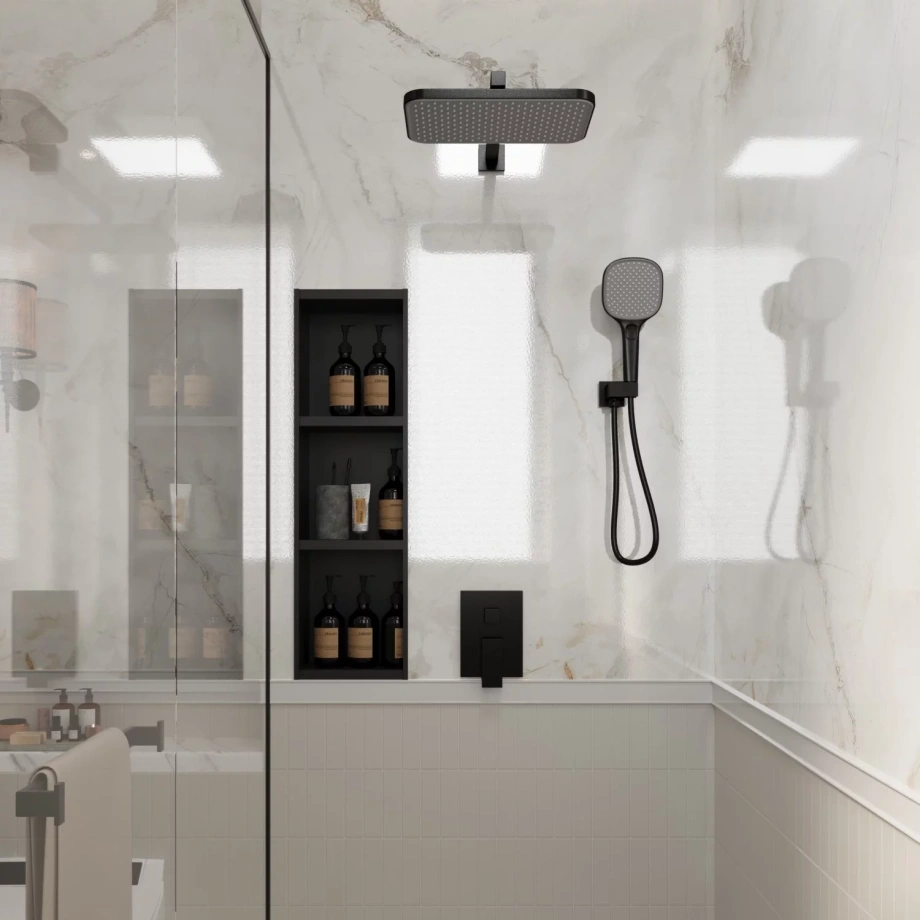 Встраиваемая душевая система Veconi AVELLA AV-410-B-C4, Чёрный матовый