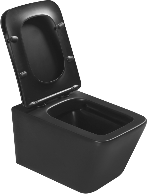 Унитаз подвесной SantiLine SL-5004MB+SL-04 с инсталляцией и кнопкой, черный