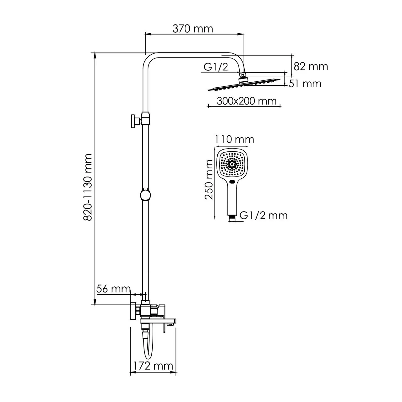 Душевая стойка WasserKraft A177.069.065.087.CH хром