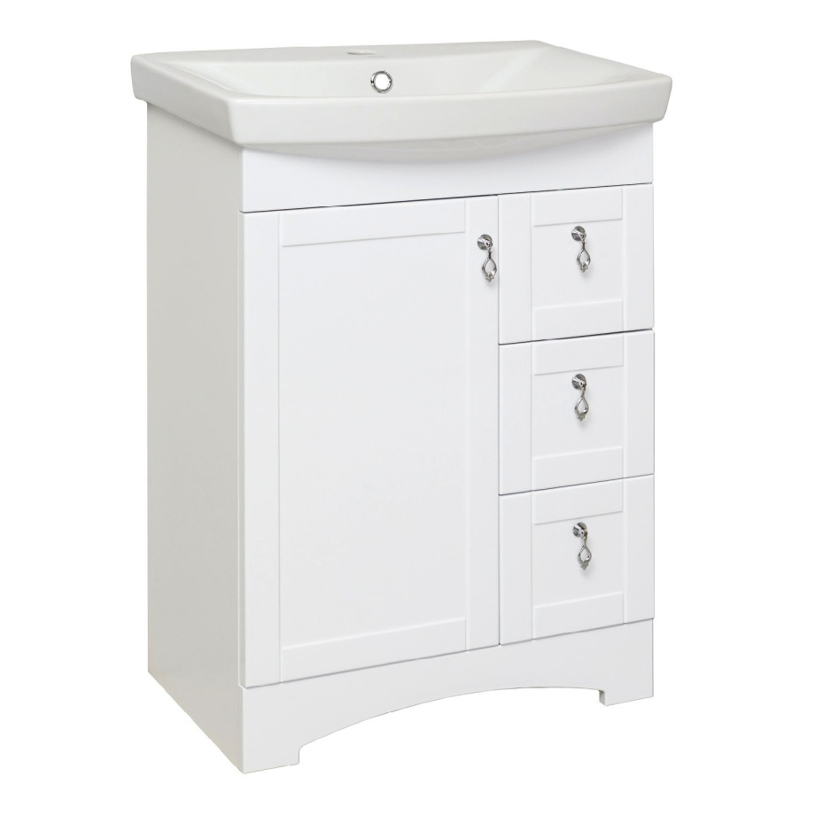 Тумба напольная Runo Мерида 60 с раковиной Carina 60, белый