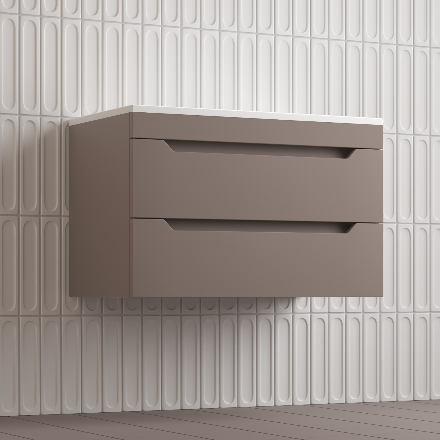 Тумба подвесная Style Line Остин 80 с раковиной Фортуна 80 кварц антрацит, тауп темный