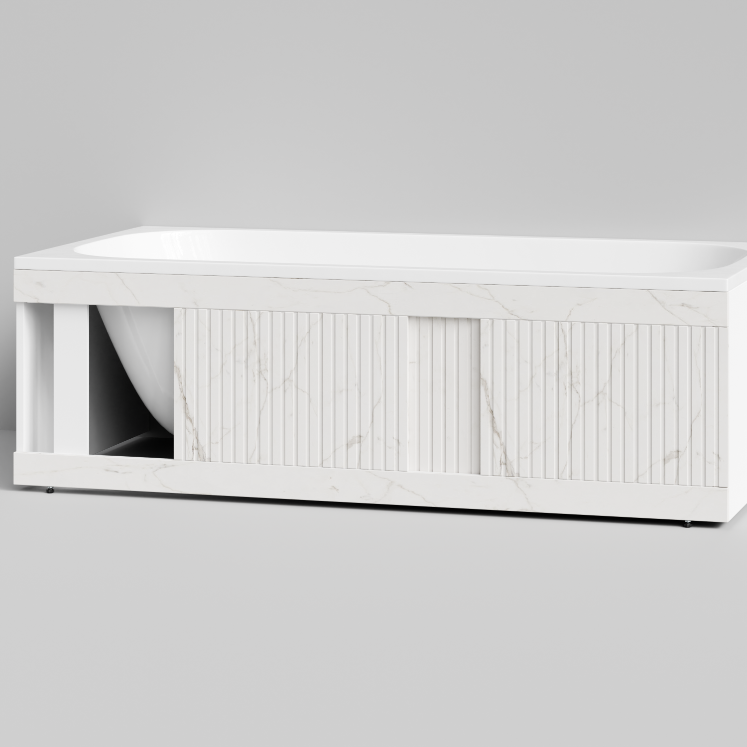 Экран под ванну Vod-ok Тач 170 раздвижной Мрамор Белый натур милк