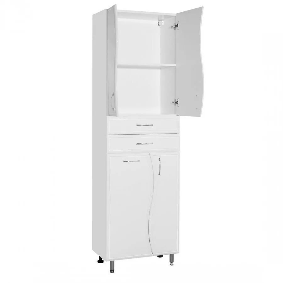 Пенал Style Line Волна 60 напольный с корзиной, белый