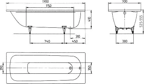 Ванна стальная Kaldewei Saniform plus 170x70