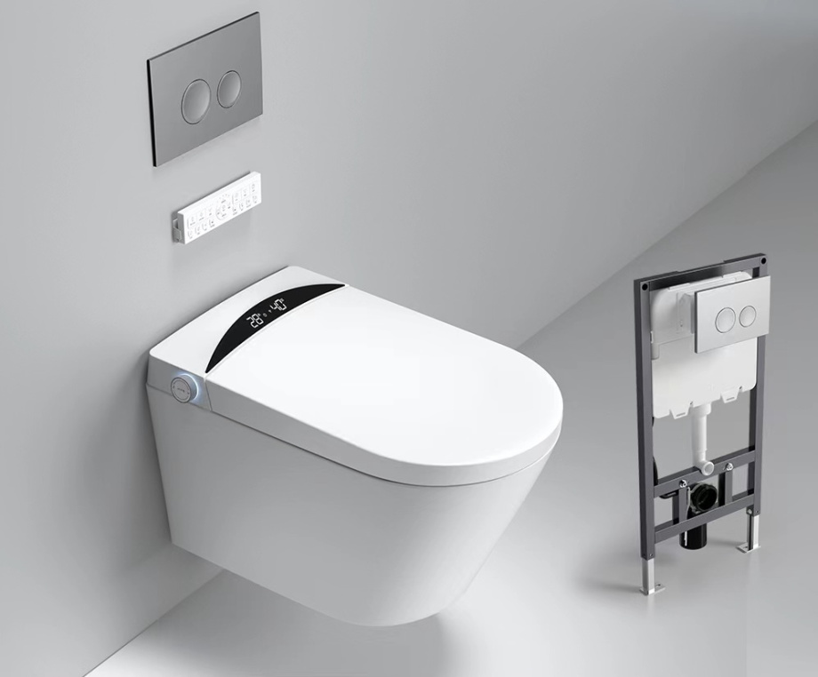 Унитаз-биде Timo TЕ-751 электронный, подвесной с инсталляцией и хромированной кнопкой, белый