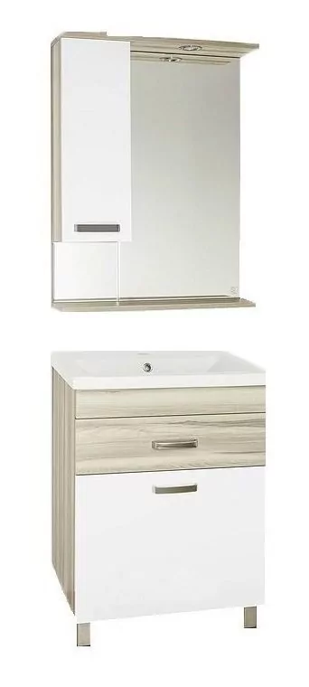 Тумба с раковиной Style Line Ориноко 60 белый/ориноко, с корзиной, напольная