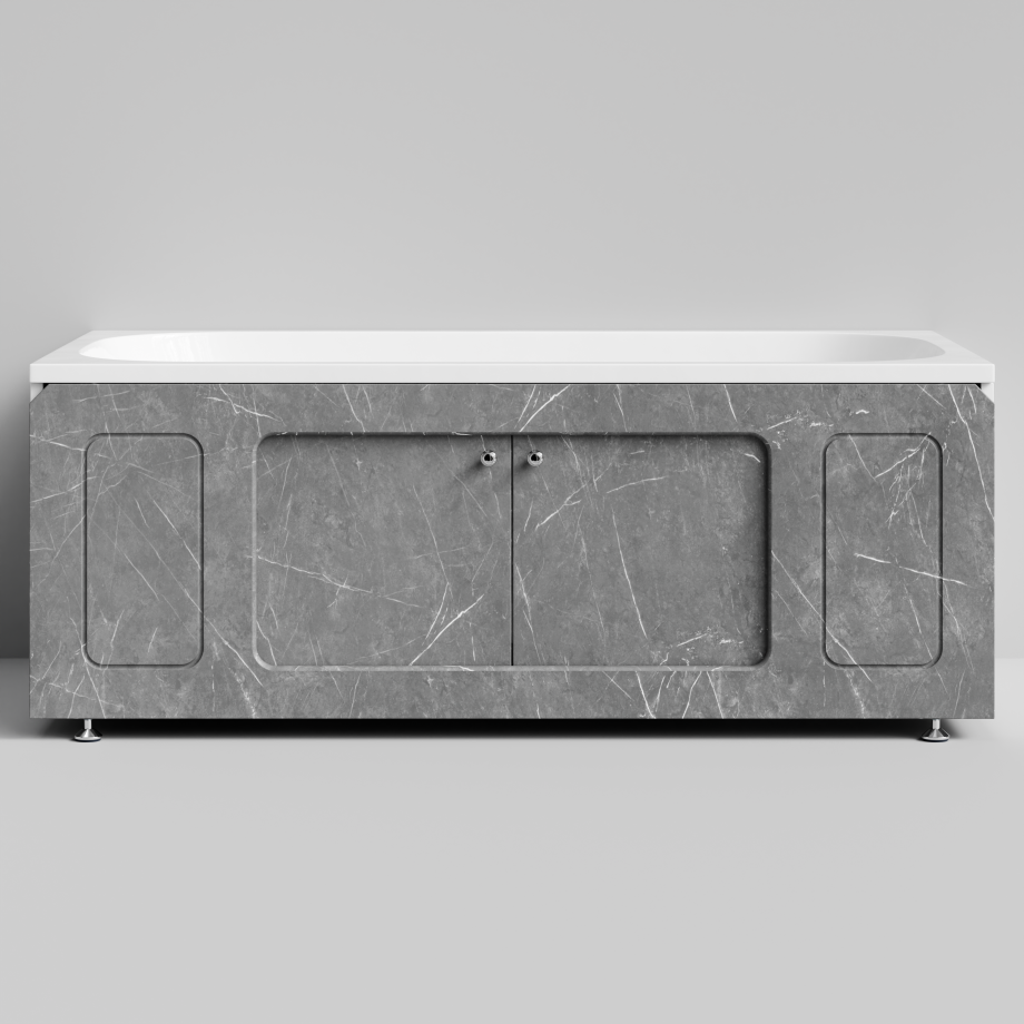 Экран под ванну Vod-ok Лидер 150 раздвижной Мрамор Серый софт тач