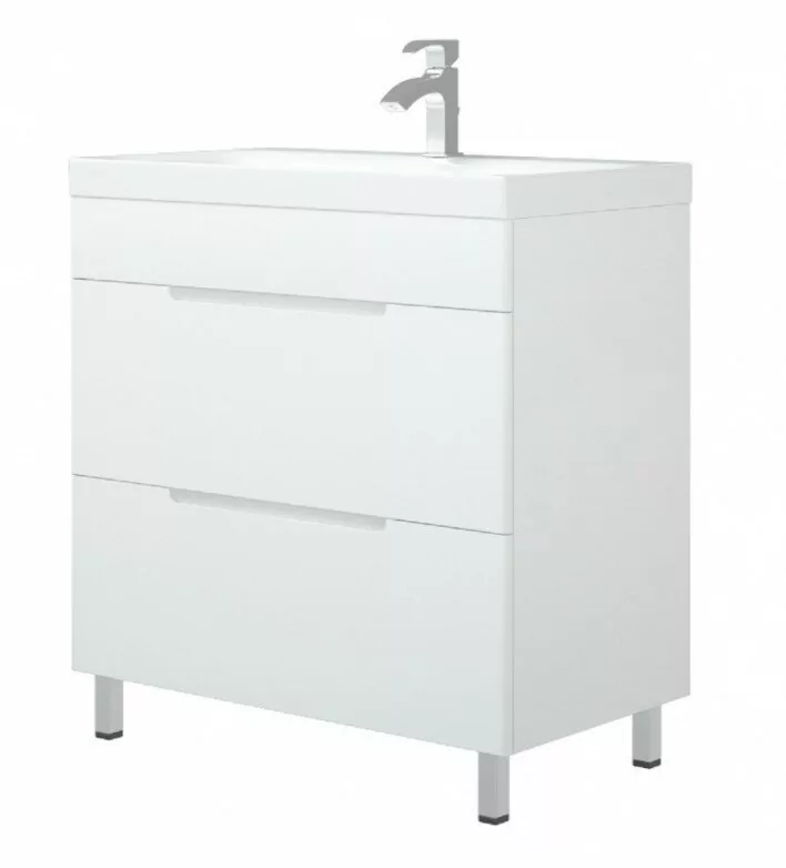 Тумба напольная 2 ящика Corozo Мадисон 60 Z2 с раковиной Como 60, белая