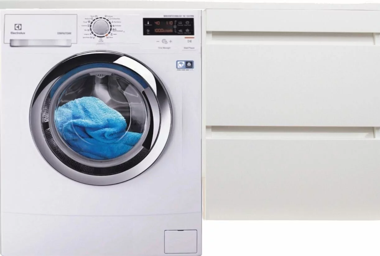 Тумба подвесная Style Line Даллас 110 Люкс Plus Эмаль с раковиной Даллас 110 под стиральную машину, правая, белая