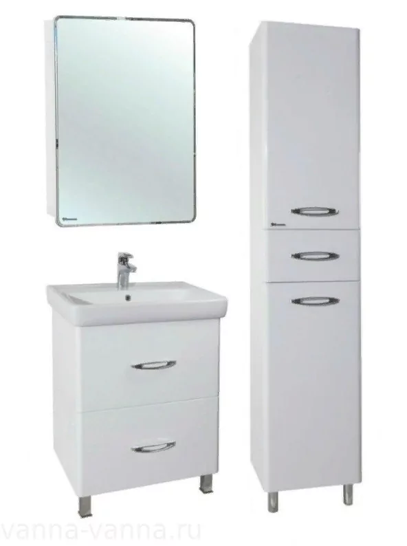 Тумба с раковиной Bellezza Джела 70 напольная 2 ящика, белая
