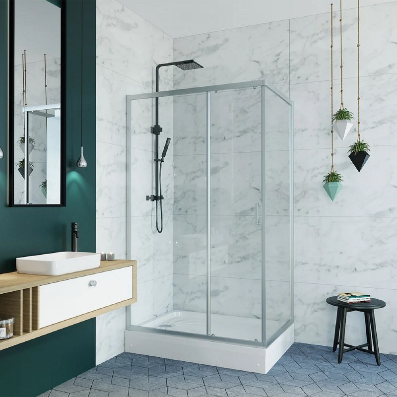 Душевой уголок Alex Baitler AB14120X1 120х90 квадратный, без поддона, прозрачное стекло, хром