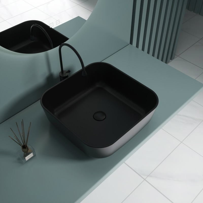 Раковина накладная Esbano ERCINA-N (matt black) 385x385x140