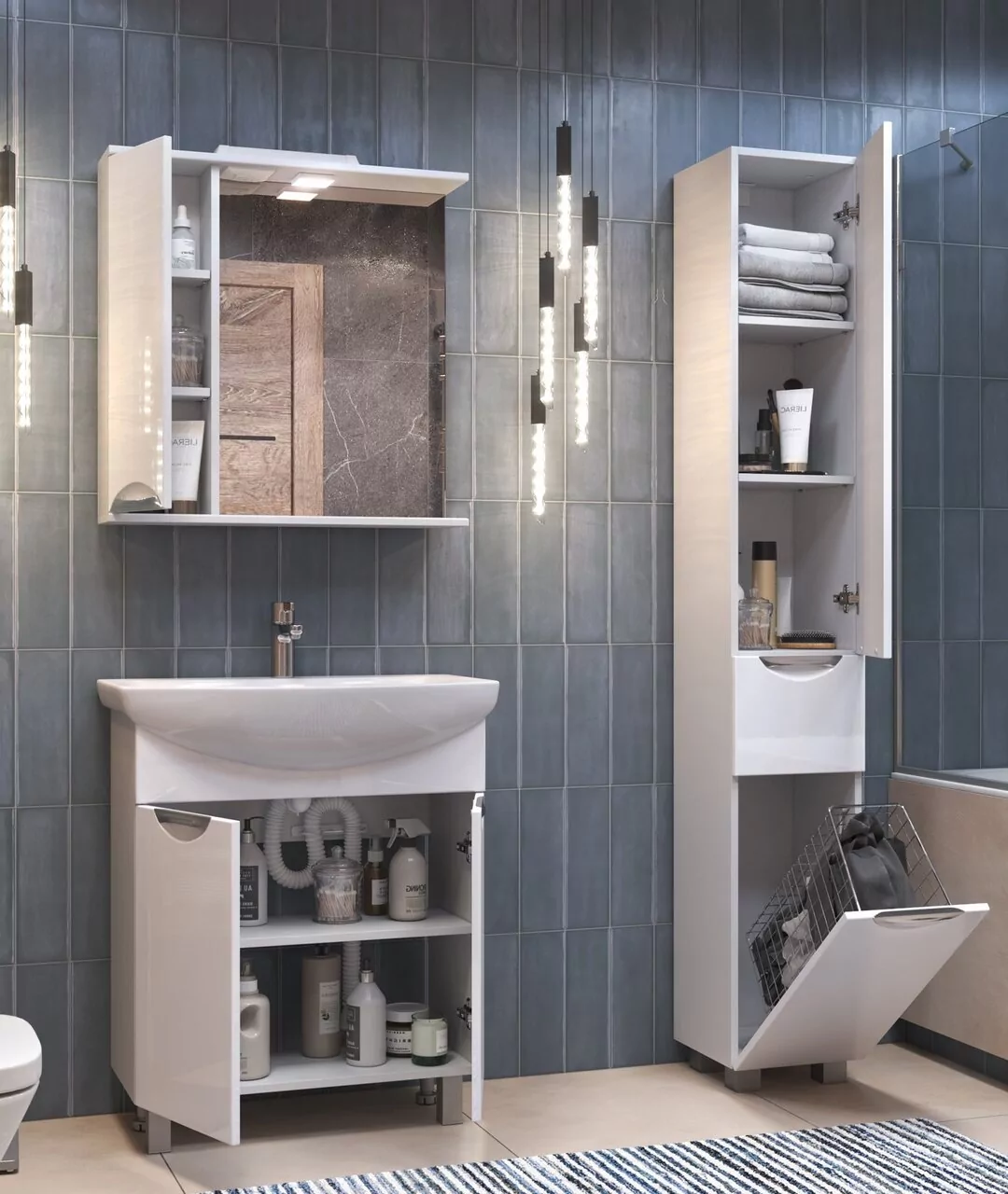 Зеркало с шкафчиком Vigo Callao 70 L, свет, белый