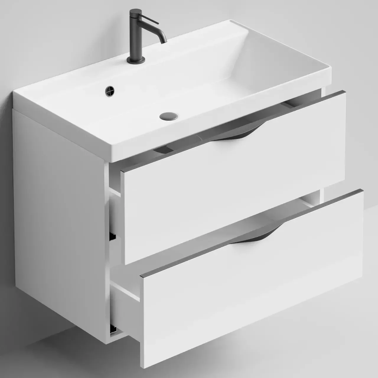 Тумба подвесная Vod-ok Марко 80 с раковиной Classic 80, белая + 13 цветов, ручка хром или черный