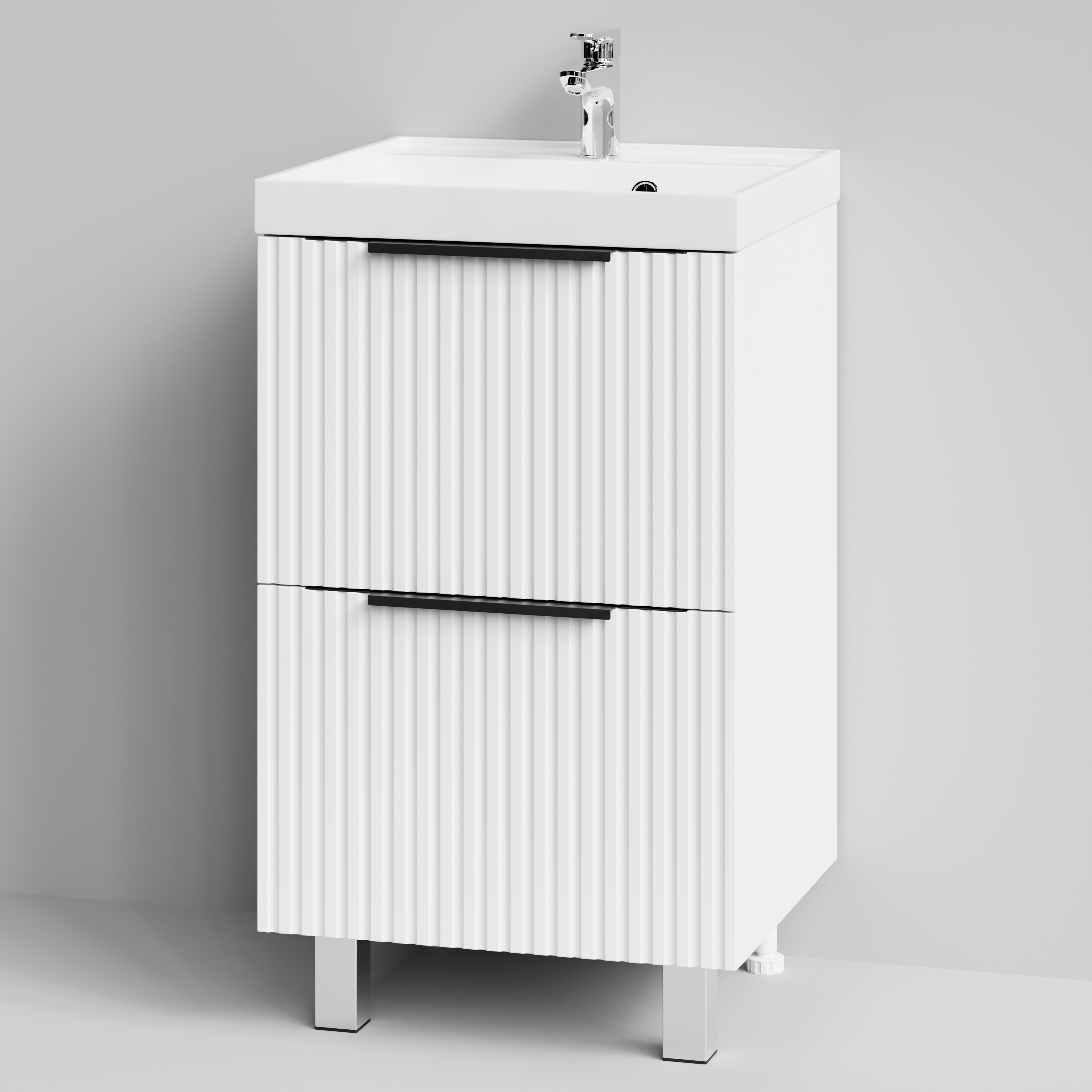 Тумба с раковиной Vod-ok Дольче 50 2 ящика, напольная, белая + 13 цветов