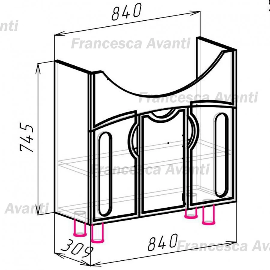Тумба с раковиной Francesca Инфинити 90 напольная