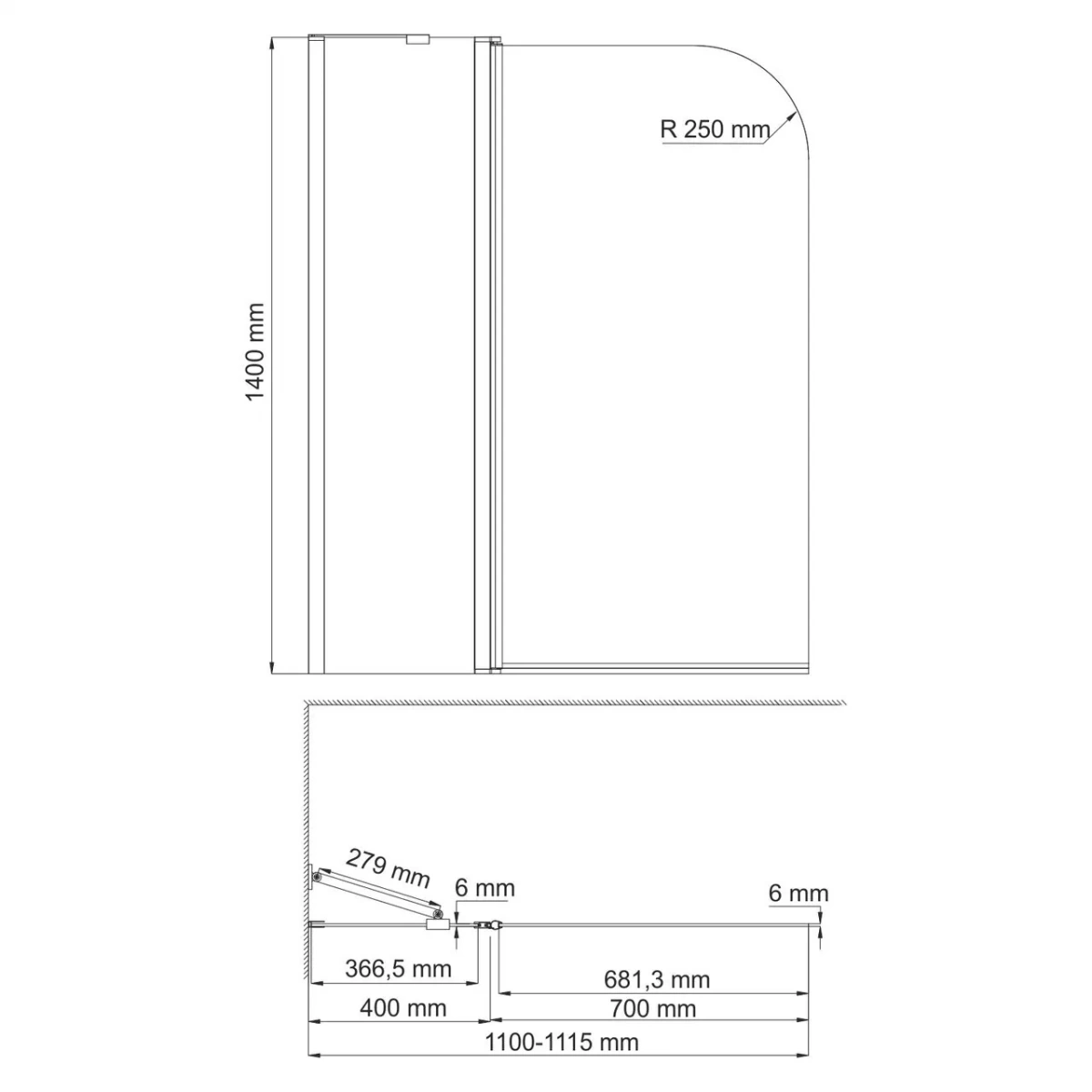 Стеклянная шторка WasserKraft Leine 35P02-110 Fixed профиль хром от магазина Vanna-Vanna.ru!