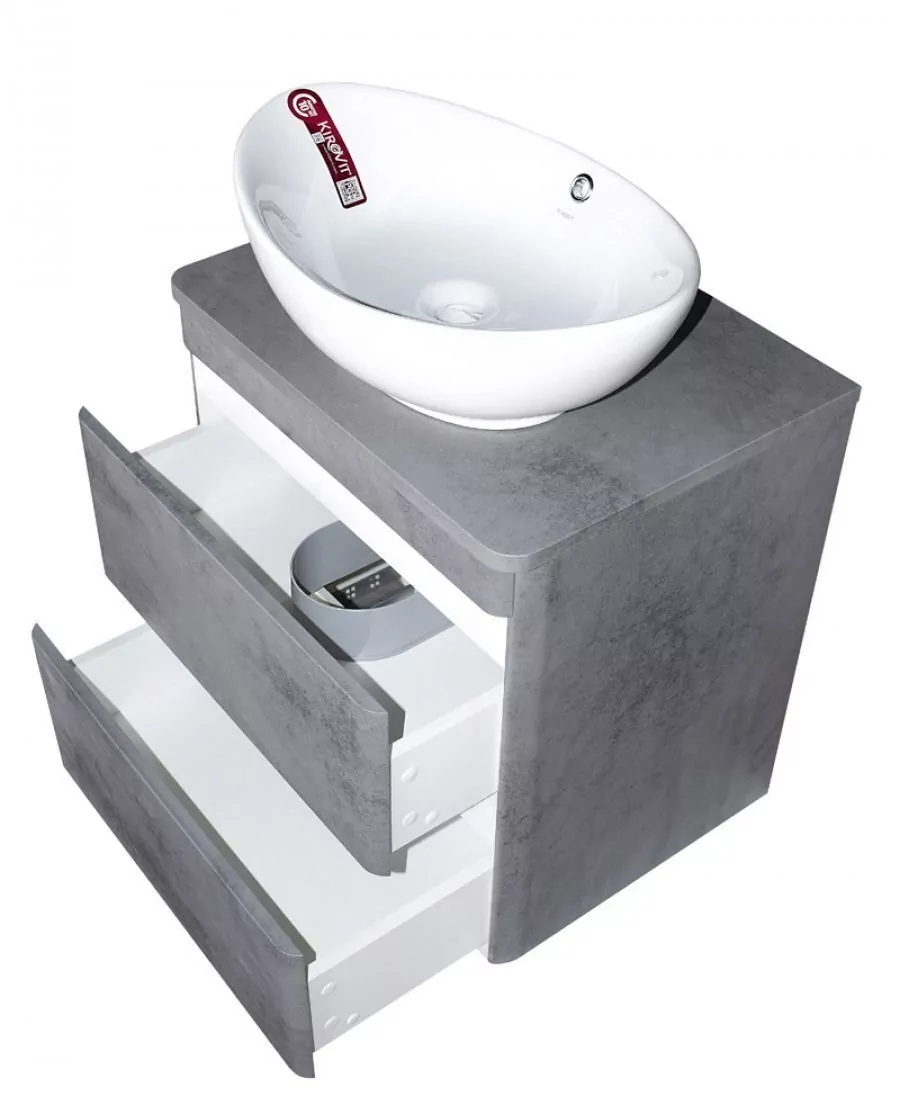 Тумба подвесная Style Line Атлантика 60 со столешницей, бетон темный от магазина Vanna-Vanna.ru!