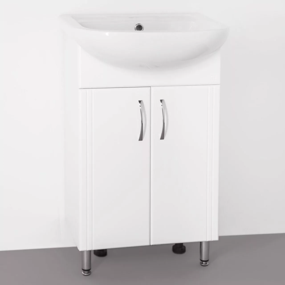 Тумба напольная Style Line Стандарт №9 50 с раковиной Ладога 50, белая