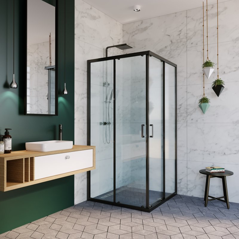 Душевой уголок Alex Baitler AB14100B1 100х100 квадратный, без поддона, прозрачное стекло, профиль черный Душевой уголок Alex Baitler AB14100B1 100х100 квадратный, без поддона, прозрачное стекло, профиль черный