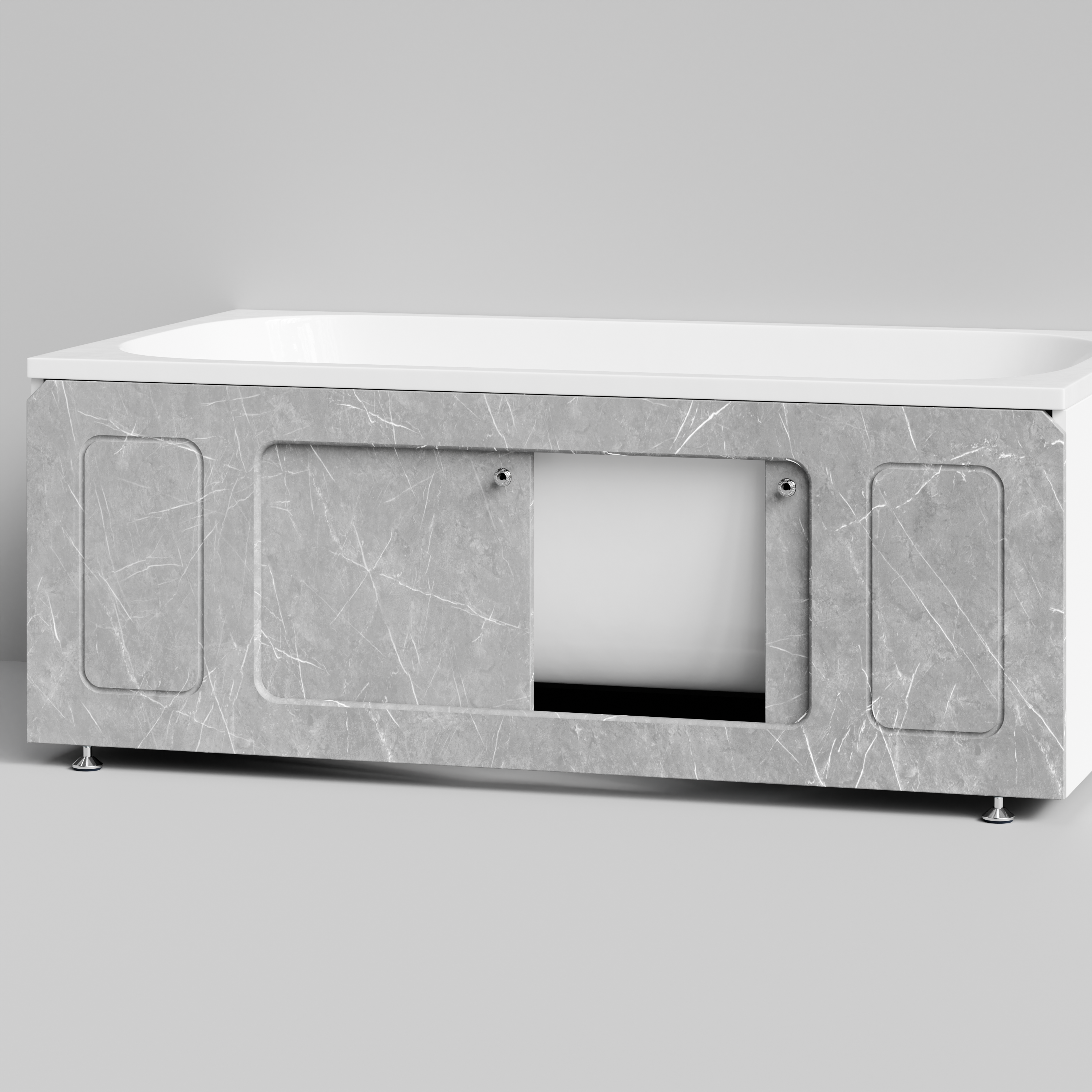 Экран под ванну Vod-ok Лидер 150 раздвижной Мрамор Белый софт тач