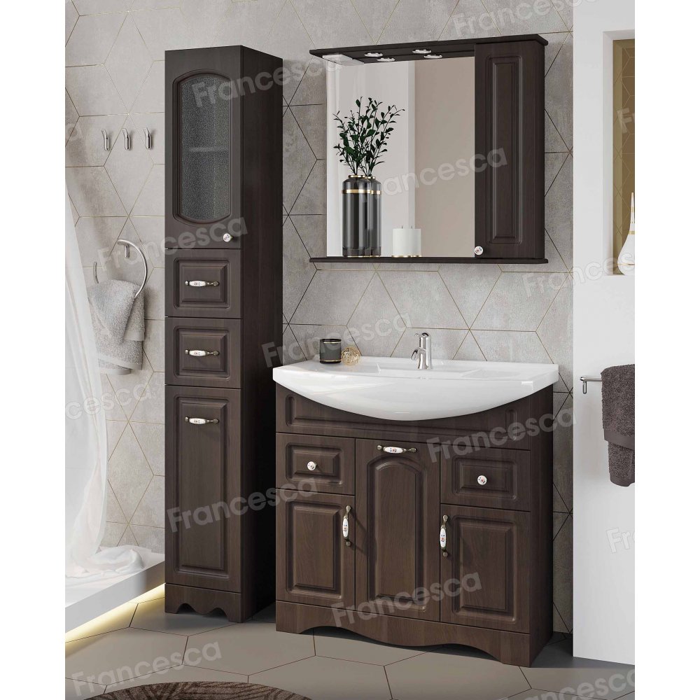 Тумба с раковиной Francesca Империя 85 напольный, 2 ящика, 3 двери, венге