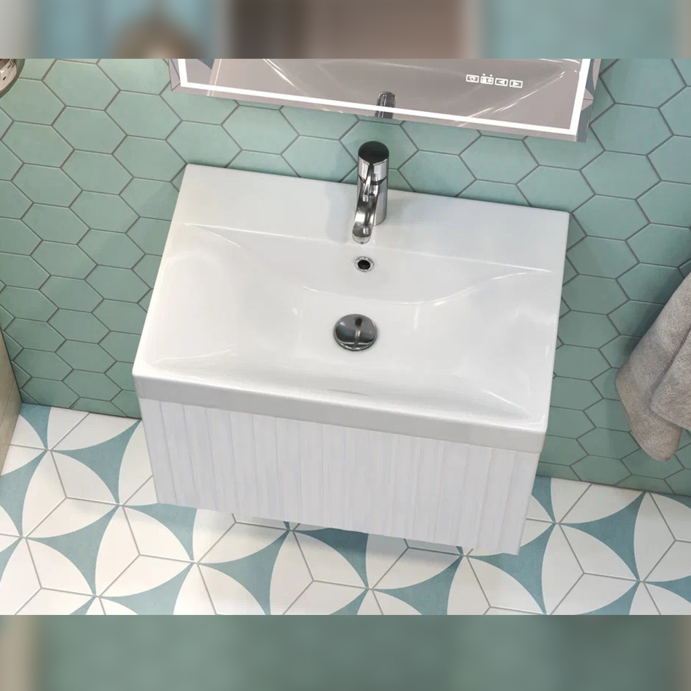 Тумба с раковиной подвесная Velvex Compo tp.COM.9696.60.1Y белый глянец, 60 см