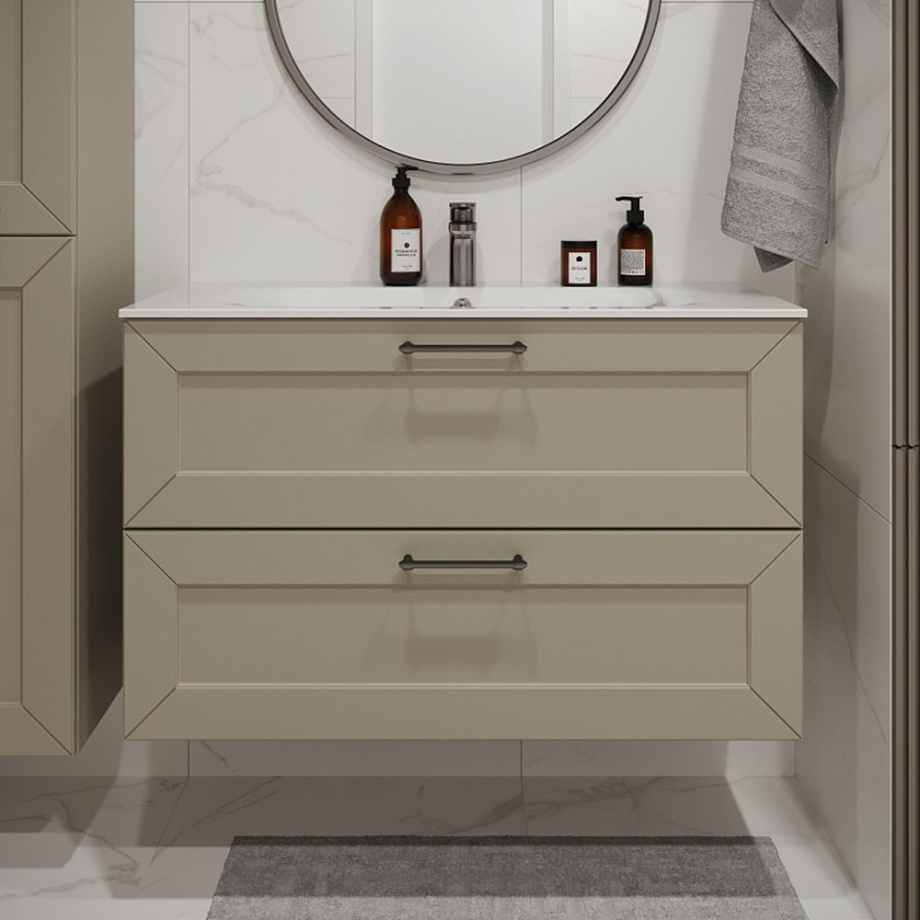 Тумба с раковиной подвесная (100 см) Terminus Victoria VIC101002900101O, айвори