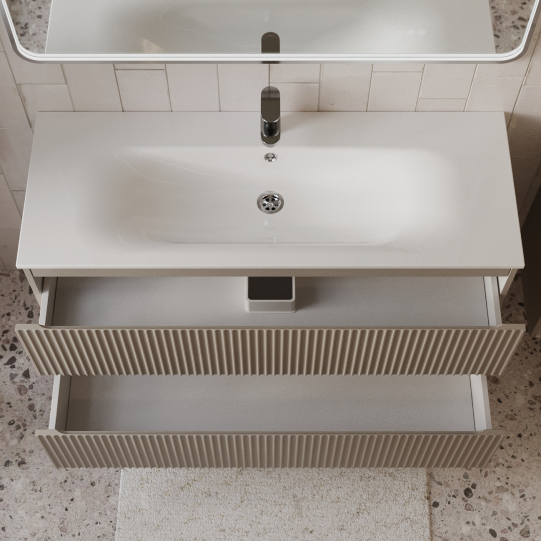 Тумба с раковиной подвесная (120 см) Terminus Sicilia SIC101202200501O, капучино