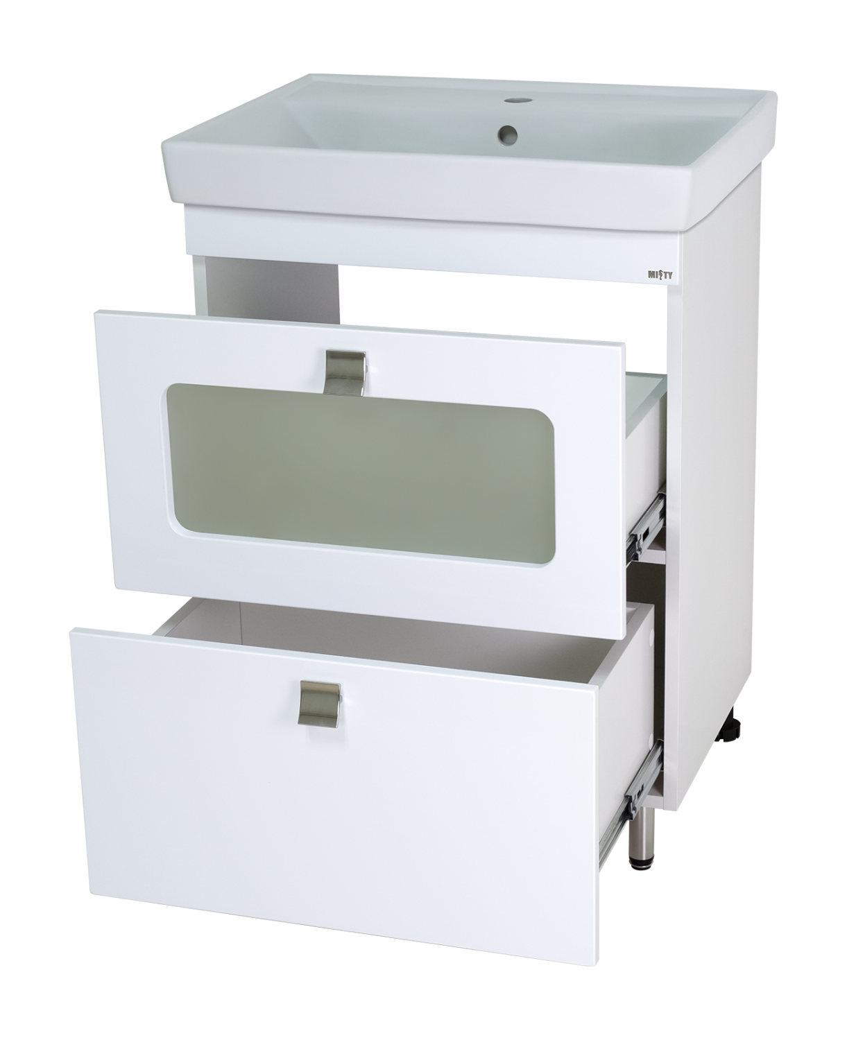 Тумба с раковиной Misty Урал 60 с 2 ящиками, белый